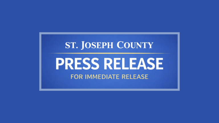St. Joseph County press release header with blue background and white text announcing immediate release.